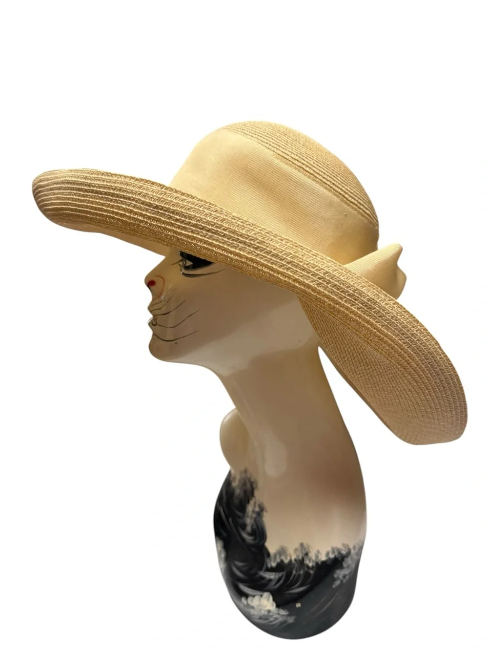 Eric Javits Wide-Brim Straw Sun Hat Pale Yellow 17” diameter - Picture 1 of 9